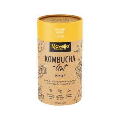 Mavella Superfoods Kombucha + Gut Powder with Australian Native Lemon Aspen & Lemon Myrtle & Ginger Sachet 4g x 10 Pack